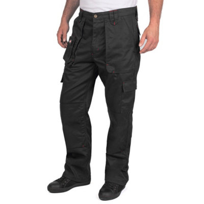 Lee Cooper Workwear Mens Multi Pocket Cargo Work Trousers, Black, 32W (31" Reg Leg)