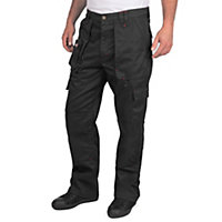 Lee Cooper Workwear Mens Multi Pocket Cargo Work Trousers, Black, 34W (33" Long Leg)