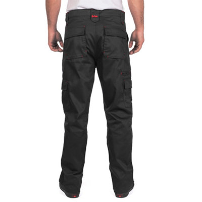 Lee Cooper Workwear Mens Multi Pocket Cargo Work Trousers, Black, 42W (31" Reg Leg)