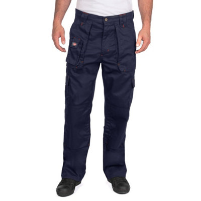 Lee Cooper Workwear Mens Multi Pocket Cargo Work Trousers, Navy, 34W (33" Long Leg)