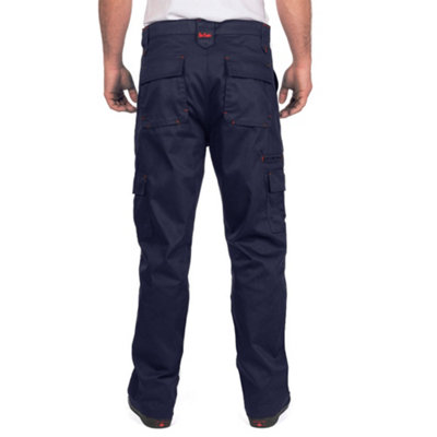 Lee Cooper Workwear Mens Multi Pocket Cargo Work Trousers, Navy, 34W (33" Long Leg)