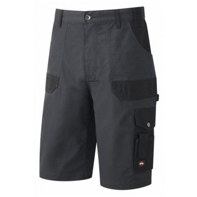 Lee Cooper Workwear Mens Multi Tool Pocket Cargo Shorts, Grey, 36W