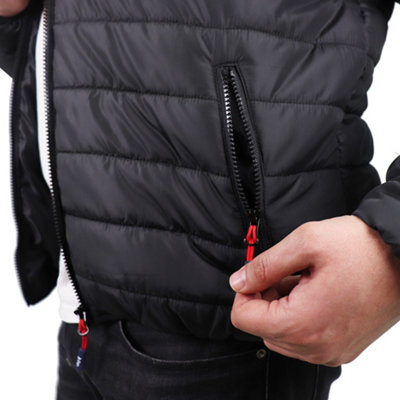 Lee Cooper Workwear Mens Padded Windproof Showerproof Thermal Padded Jacket, Black, L