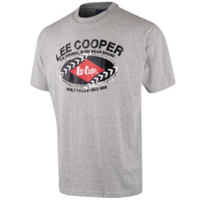 Lee Cooper Workwear Mens Printed T-Shirt, Grey/Marl, 2XL