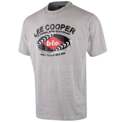 Lee Cooper Workwear Mens Printed T-Shirt, Grey/Marl, L