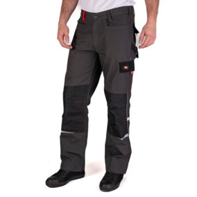 Lee Cooper Workwear Mens Reflective Piping Work Trousers, Grey, 36W (31" Reg Leg)