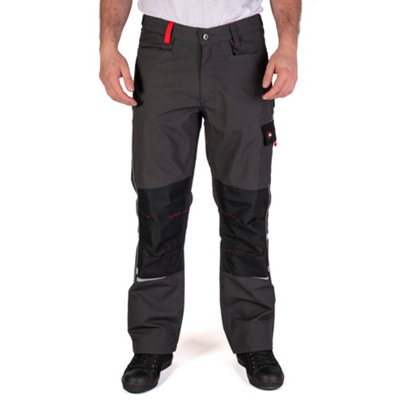 Lee Cooper Workwear Mens Reflective Piping Work Trousers, Grey, 38W (31" Reg Leg)