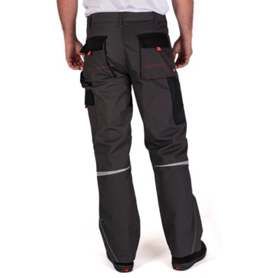 Lee Cooper Workwear Mens Reflective Piping Work Trousers, Grey, 38W (31" Reg Leg)