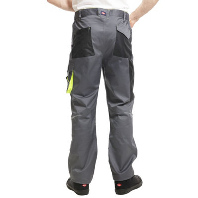 Pantalon De Travail Lee Cooper Homme - Cargo Multi-Poches Avec Genouillères - Tissu Résistant - Gris/Noir - Taille 32