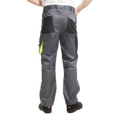 Lee Cooper Workwear Mens Reflective Trim Knee Pad Pocket Holster Cargo Trouser, Grey/Black, 42W (31" Reg Leg)