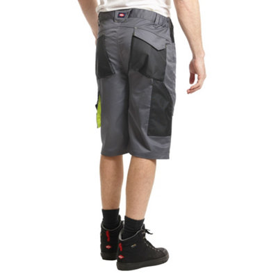 Lee Cooper Workwear Mens Reflective Trim Stretch Work Cargo Shorts, Grey/Black, 36W