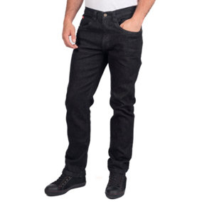 Lee Cooper Workwear Mens Straight Leg Stretch Denim Jean, Black, 30W (29" Short Leg)