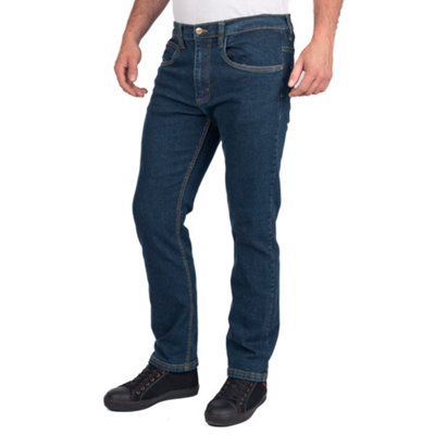 Lee Cooper Workwear Mens Straight Leg Stretch Denim Jean, Navy, 32W (31" Reg Leg)