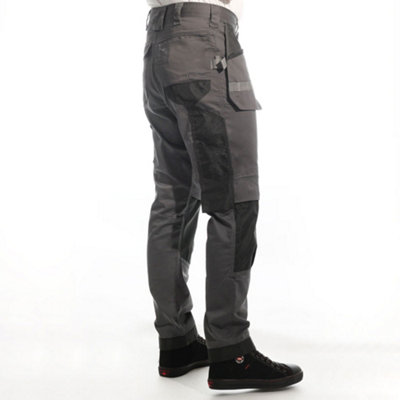 Lee Cooper Workwear Mens Stretch Holster Cargo Trousers, Grey, 30W (31" Reg Leg)