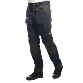 Lee Cooper Workwear Mens Stretch Holster Cargo Trousers, Navy, 34W (31" Reg Leg)