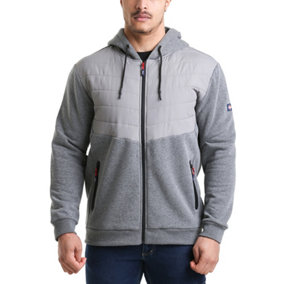 Lee Cooper Workwear Mens Thermal Hooded Sweater, Grey, 2XL