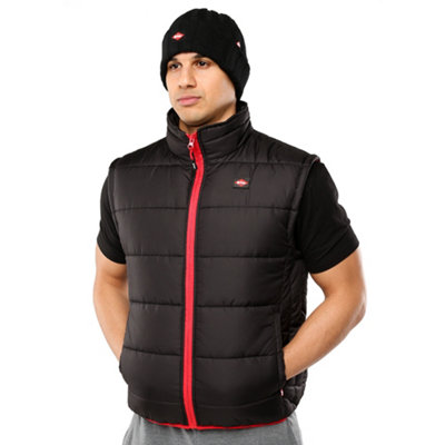 Lee Cooper Workwear Mens Windproof Padded Vest, Black, L