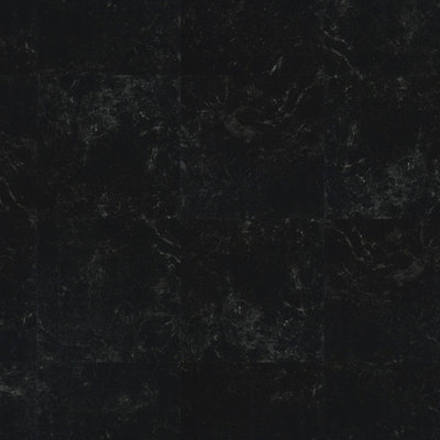 Leeds 307 Black Marble Effect 2mm Matte Glue-Down Luxury Vinyl Tile for Dining Room, Bedroom, Kitchen Covers 3.34 m² Per Pack