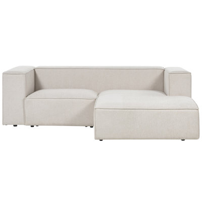 Left Hand 2 Seater Corner Sofa Beige VERNON