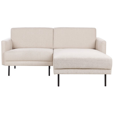 Left Hand 2 Seater Fabric Corner Sofa Beige BREDA