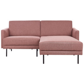 Left Hand 2 Seater Fabric Corner Sofa Pink Brown BREDA
