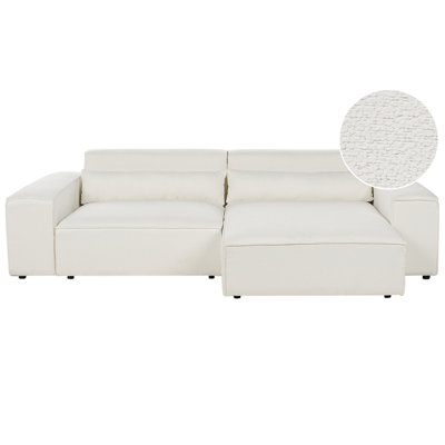 Left Hand 2 Seater Modular Boucle Corner Sofa White HELLNAR