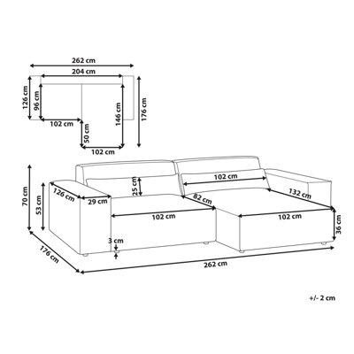 Left Hand 2 Seater Modular Boucle Corner Sofa White HELLNAR