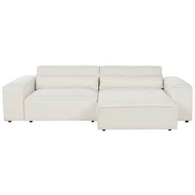 Left Hand 2 Seater Modular Boucle Corner Sofa White HELLNAR