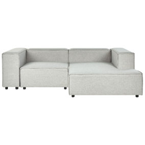 Left Hand 2 Seater Modular Linen Corner Sofa Grey APRICA