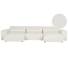 Left Hand 3 Seater Modular Boucle Corner Sofa with Ottoman White HELLNAR