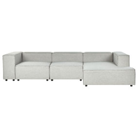 Left Hand 3 Seater Modular Linen Corner Sofa Grey APRICA