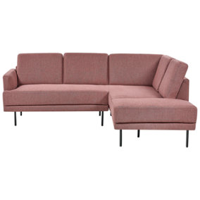 Left Hand 4 Seater Fabric Corner Sofa Pink Brown BREDA