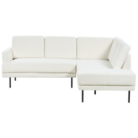 Left Hand 4 Seater Fabric Corner Sofa White BREDA