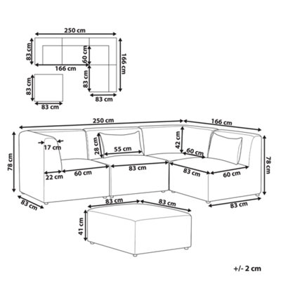 Left Hand 4 Seater Modular Jumbo Cord Corner Sofa with Ottoman Taupe LEMVIG