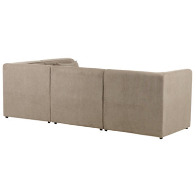 Left Hand 4 Seater Modular Jumbo Cord Corner Sofa with Ottoman Taupe LEMVIG