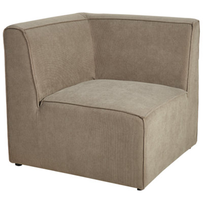 Left Hand 4 Seater Modular Jumbo Cord Corner Sofa with Ottoman Taupe LEMVIG