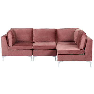 Left Hand 4 Seater Modular Velvet Corner Sofa Pink EVJA