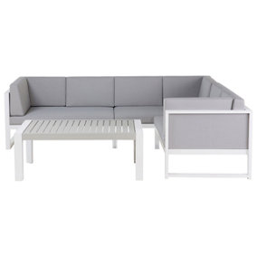 Left Hand 6 Seater Aluminium Garden Corner Sofa Set Grey CASTELLA