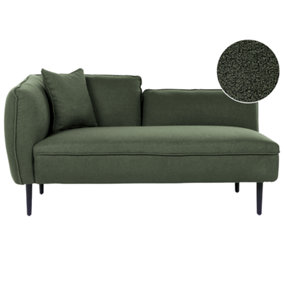 Left Hand Boucle Chaise Lounge Dark Green CHEVANNES