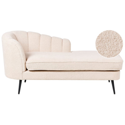 Left Hand Boucle Chaise Lounge Light Beige ALLIER