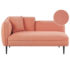Left Hand Boucle Chaise Lounge Peach Pink CHEVANNES