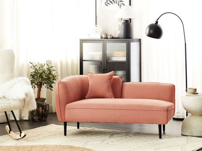 Left Hand Boucle Chaise Lounge Peach Pink CHEVANNES