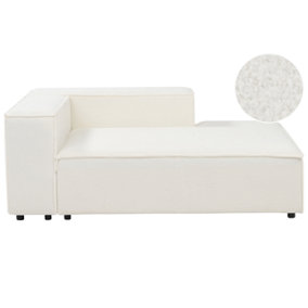 Left Hand Boucle Chaise Lounge White APRICA