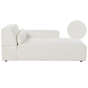Left Hand Boucle Chaise Lounge White HELLNAR