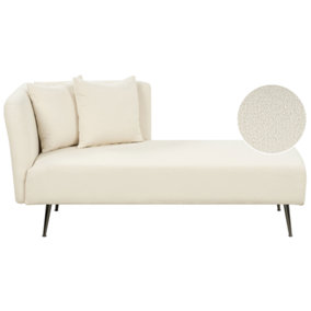 Left Hand Boucle Chaise Lounge White RIOM