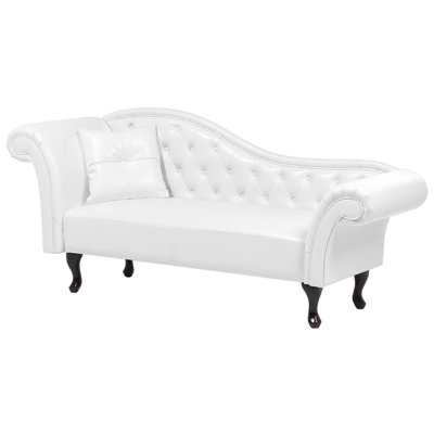 Left-Hand Chaise Longue LATTES Faux Leather White