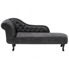 Left Hand Chaise Lounge Faux Suede Grey NIMES