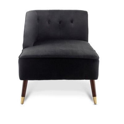 Left Hand Chaise Lounge in Velvet Black