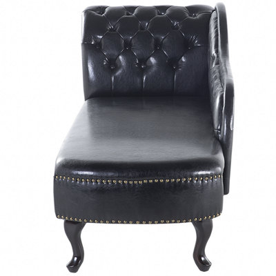Left Hand Chaise Lounge NIMES Faux Leather Black