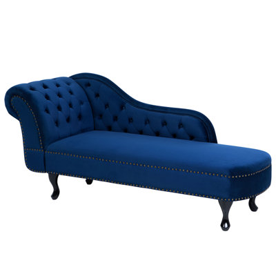 Left Hand Chaise Lounge Velvet Blue NIMES